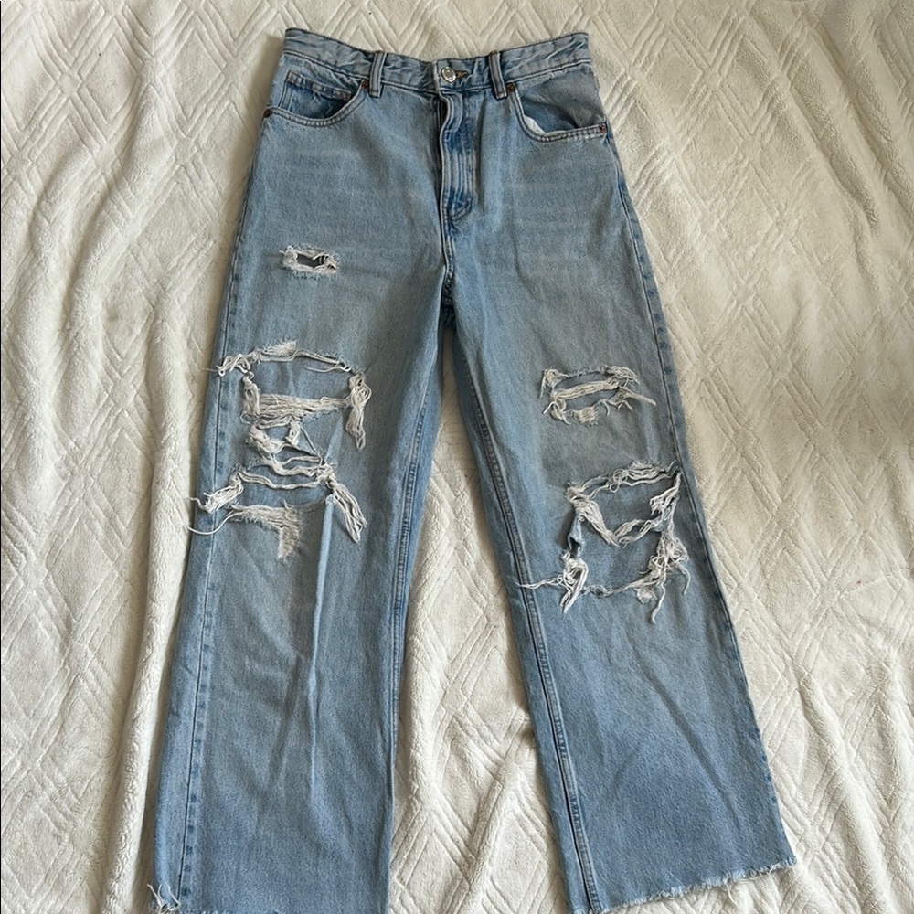 Zara Baggy Distressed Blue Women's Jeans